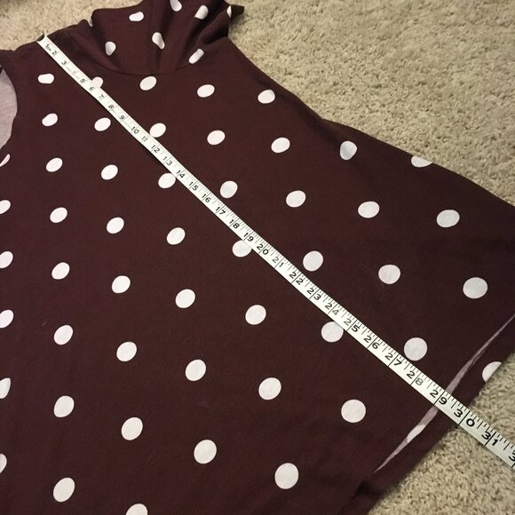 Gothic Minnie Mouse White Polka Dot on Burgundy Long High Low Tee - Picture 14 of 15